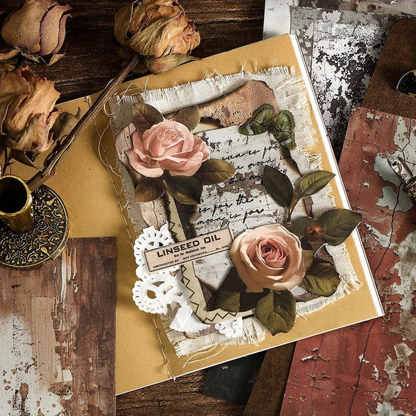 Planet Gates D TIANZI 20 Pcs Long Material paper Vintage Edge material Floral Pattern Retro Paper For Scrapbooking Diary Journal Planner
