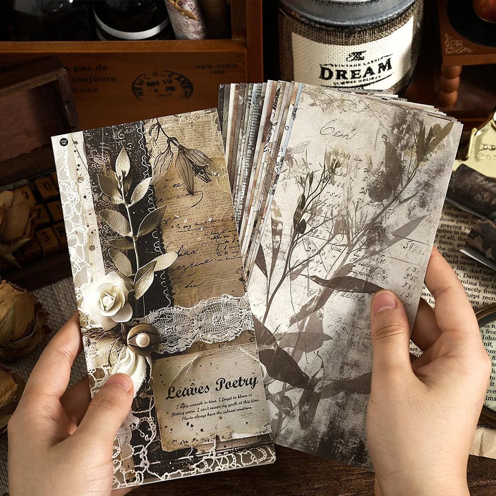 Planet Gates D TIANZI 20 Pcs Long Material paper Vintage Edge material Floral Pattern Retro Paper For Scrapbooking Diary Journal Planner