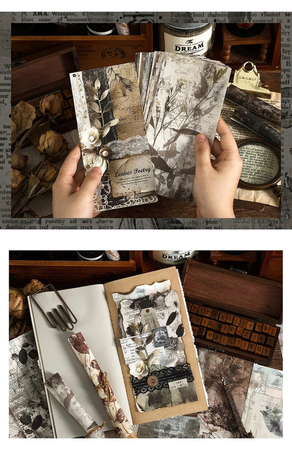 Planet Gates D TIANZI 20 Pcs Long Material paper Vintage Edge material Floral Pattern Retro Paper For Scrapbooking Diary Journal Planner