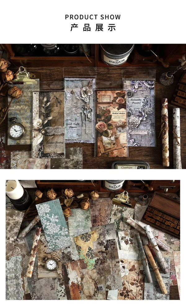 Planet Gates D TIANZI 20 Pcs Long Material paper Vintage Edge material Floral Pattern Retro Paper For Scrapbooking Diary Journal Planner