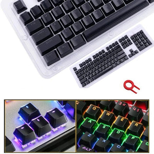 Planet Gates D Translucent Keycaps 104 Keys Layout Low Profile White Keycaps DIY  Black Backlit Crystal Edge for Mechanical Keyboard
