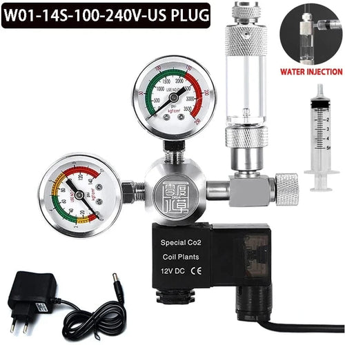 Planet Gates D01-14S-US / M22 ZRDR DIY Aquarium CO2 Regulator Magnetic Solenoid Kit Check Valve Fish Tank Accessories CO2 Control System Reactor Generator Set