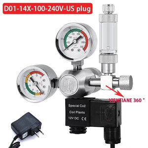 Planet Gates D01-14X-US / M22 ZRDR DIY Aquarium CO2 Regulator Magnetic Solenoid Kit Check Valve Fish Tank Accessories CO2 Control System Reactor Generator Set