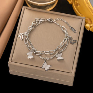 Planet Gates D067 Stainless Steel Steel Color Women's Bracelet Love Heart Charm Hand Chain Fashion Trendy Bangle Party Jewelry Gifts New Wholesale