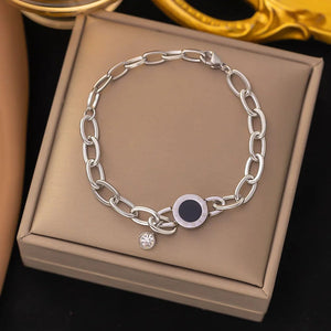 Planet Gates D067 Stainless Steel Steel Color Women's Bracelet Love Heart Charm Hand Chain Fashion Trendy Bangle Party Jewelry Gifts New Wholesale