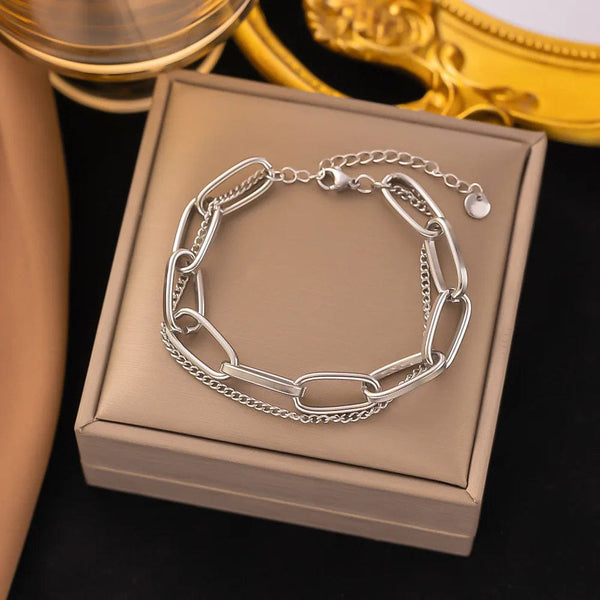 Planet Gates D067 Stainless Steel Steel Color Women's Bracelet Love Heart Charm Hand Chain Fashion Trendy Bangle Party Jewelry Gifts New Wholesale