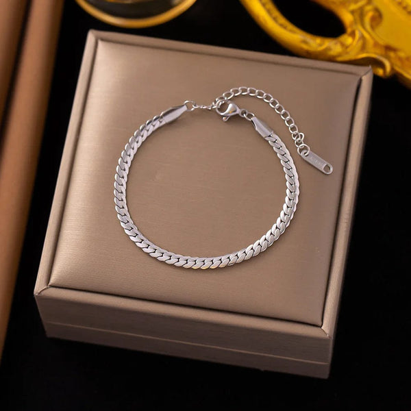 Planet Gates D067 Stainless Steel Steel Color Women's Bracelet Love Heart Charm Hand Chain Fashion Trendy Bangle Party Jewelry Gifts New Wholesale