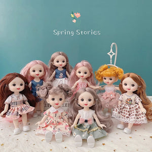 Planet Gates D7 / doll and clothes / CHINA New 16 cm BJD Mini Doll 13 Movable Joint Girl Baby 3D Big Eyes Beautiful DIY Toy Doll With Clothes Dress Up 1/12 Fashion Doll