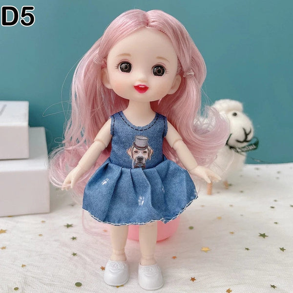 Planet Gates D7 / doll and clothes / CHINA New 16 cm BJD Mini Doll 13 Movable Joint Girl Baby 3D Big Eyes Beautiful DIY Toy Doll With Clothes Dress Up 1/12 Fashion Doll