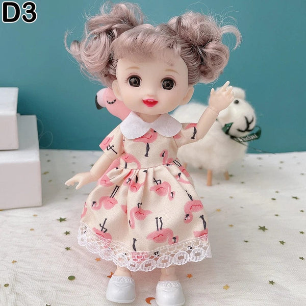 Planet Gates D7 / doll and clothes / CHINA New 16 cm BJD Mini Doll 13 Movable Joint Girl Baby 3D Big Eyes Beautiful DIY Toy Doll With Clothes Dress Up 1/12 Fashion Doll