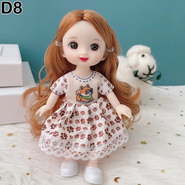 Planet Gates D7 / doll and clothes / CHINA New 16 cm BJD Mini Doll 13 Movable Joint Girl Baby 3D Big Eyes Beautiful DIY Toy Doll With Clothes Dress Up 1/12 Fashion Doll