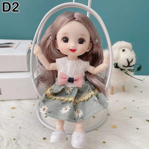 Planet Gates D7 / doll and clothes / CHINA New 16 cm BJD Mini Doll 13 Movable Joint Girl Baby 3D Big Eyes Beautiful DIY Toy Doll With Clothes Dress Up 1/12 Fashion Doll