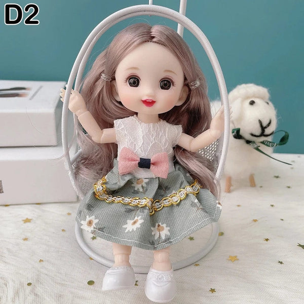 Planet Gates D7 / doll and clothes / CHINA New 16 cm BJD Mini Doll 13 Movable Joint Girl Baby 3D Big Eyes Beautiful DIY Toy Doll With Clothes Dress Up 1/12 Fashion Doll