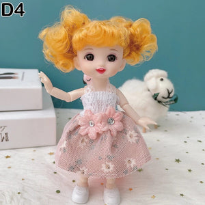 Planet Gates D7 / doll and clothes / CHINA New 16 cm BJD Mini Doll 13 Movable Joint Girl Baby 3D Big Eyes Beautiful DIY Toy Doll With Clothes Dress Up 1/12 Fashion Doll