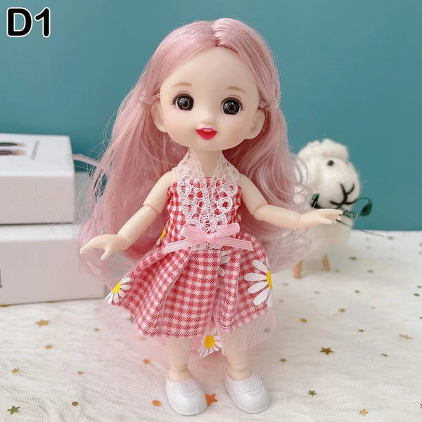 Planet Gates D7 / doll and clothes / CHINA New 16 cm BJD Mini Doll 13 Movable Joint Girl Baby 3D Big Eyes Beautiful DIY Toy Doll With Clothes Dress Up 1/12 Fashion Doll