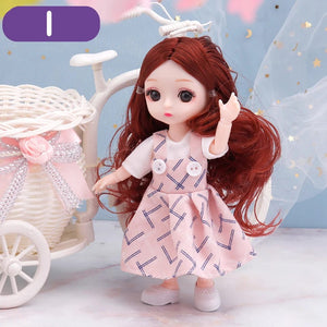 Planet Gates D7 / doll and clothes / CHINA New 16 cm BJD Mini Doll 13 Movable Joint Girl Baby 3D Big Eyes Beautiful DIY Toy Doll With Clothes Dress Up 1/12 Fashion Doll