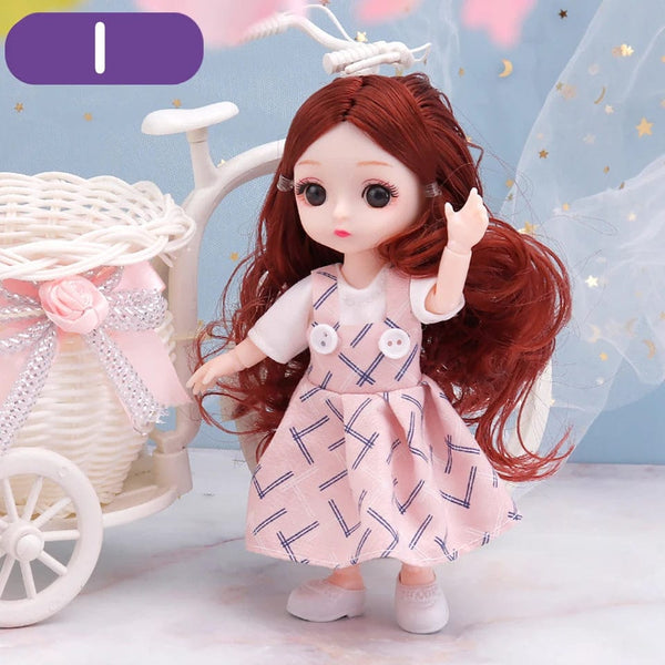 Planet Gates D7 / doll and clothes / CHINA New 16 cm BJD Mini Doll 13 Movable Joint Girl Baby 3D Big Eyes Beautiful DIY Toy Doll With Clothes Dress Up 1/12 Fashion Doll