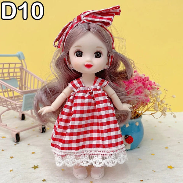 Planet Gates D7 / doll and clothes / CHINA New 16 cm BJD Mini Doll 13 Movable Joint Girl Baby 3D Big Eyes Beautiful DIY Toy Doll With Clothes Dress Up 1/12 Fashion Doll
