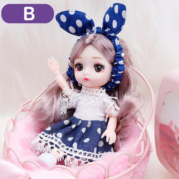 Planet Gates D7 / doll and clothes / CHINA New 16 cm BJD Mini Doll 13 Movable Joint Girl Baby 3D Big Eyes Beautiful DIY Toy Doll With Clothes Dress Up 1/12 Fashion Doll