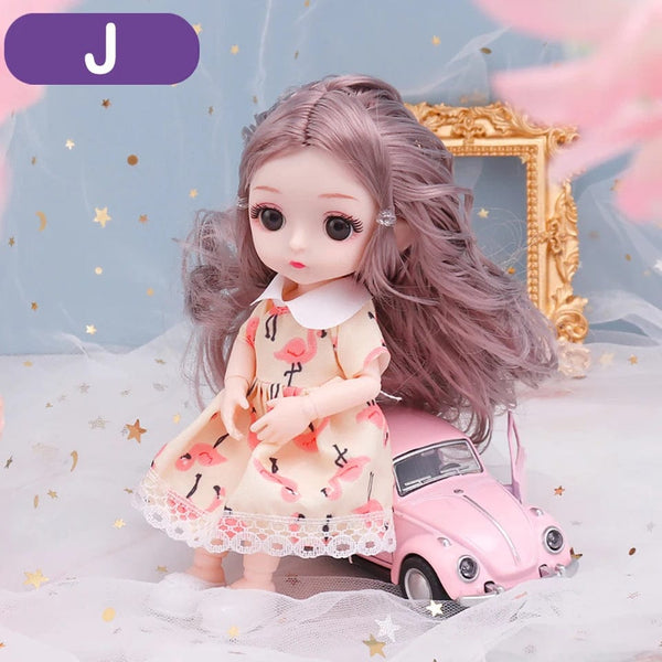 Planet Gates D7 / doll and clothes / CHINA New 16 cm BJD Mini Doll 13 Movable Joint Girl Baby 3D Big Eyes Beautiful DIY Toy Doll With Clothes Dress Up 1/12 Fashion Doll
