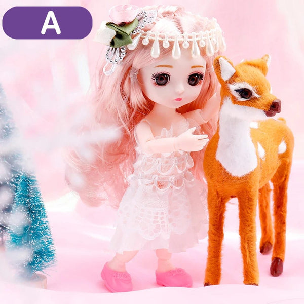 Planet Gates D7 / doll and clothes / CHINA New 16 cm BJD Mini Doll 13 Movable Joint Girl Baby 3D Big Eyes Beautiful DIY Toy Doll With Clothes Dress Up 1/12 Fashion Doll