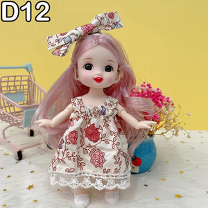 Planet Gates D7 / doll and clothes / CHINA New 16 cm BJD Mini Doll 13 Movable Joint Girl Baby 3D Big Eyes Beautiful DIY Toy Doll With Clothes Dress Up 1/12 Fashion Doll