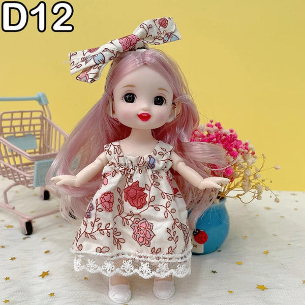 Planet Gates D7 / doll and clothes / CHINA New 16 cm BJD Mini Doll 13 Movable Joint Girl Baby 3D Big Eyes Beautiful DIY Toy Doll With Clothes Dress Up 1/12 Fashion Doll