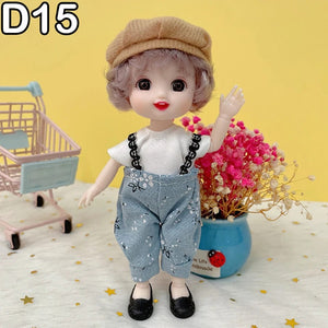 Planet Gates D7 / doll and clothes / CHINA New 16 cm BJD Mini Doll 13 Movable Joint Girl Baby 3D Big Eyes Beautiful DIY Toy Doll With Clothes Dress Up 1/12 Fashion Doll
