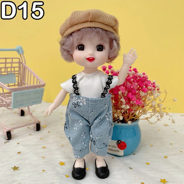Planet Gates D7 / doll and clothes / CHINA New 16 cm BJD Mini Doll 13 Movable Joint Girl Baby 3D Big Eyes Beautiful DIY Toy Doll With Clothes Dress Up 1/12 Fashion Doll