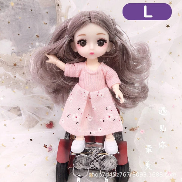 Planet Gates D7 / doll and clothes / CHINA New 16 cm BJD Mini Doll 13 Movable Joint Girl Baby 3D Big Eyes Beautiful DIY Toy Doll With Clothes Dress Up 1/12 Fashion Doll