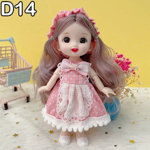 Planet Gates D7 / doll and clothes / CHINA New 16 cm BJD Mini Doll 13 Movable Joint Girl Baby 3D Big Eyes Beautiful DIY Toy Doll With Clothes Dress Up 1/12 Fashion Doll