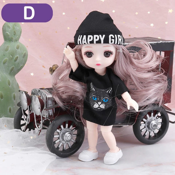 Planet Gates D7 / doll and clothes / CHINA New 16 cm BJD Mini Doll 13 Movable Joint Girl Baby 3D Big Eyes Beautiful DIY Toy Doll With Clothes Dress Up 1/12 Fashion Doll