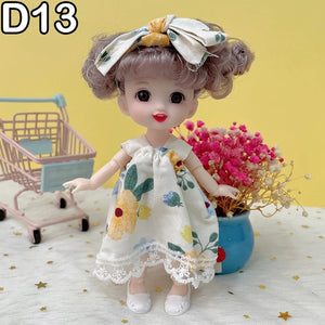 Planet Gates D7 / doll and clothes / CHINA New 16 cm BJD Mini Doll 13 Movable Joint Girl Baby 3D Big Eyes Beautiful DIY Toy Doll With Clothes Dress Up 1/12 Fashion Doll