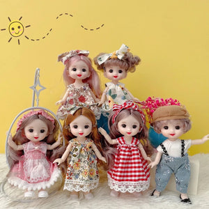 Planet Gates D7 / doll and clothes / CHINA New 16 cm BJD Mini Doll 13 Movable Joint Girl Baby 3D Big Eyes Beautiful DIY Toy Doll With Clothes Dress Up 1/12 Fashion Doll