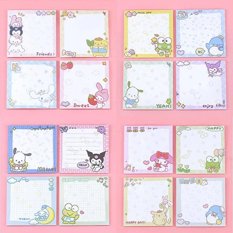 Planet Gates da yan meng 80 Sheets Sanrio Memo Pad Sticky Notes Cute Melody Pochacco Kuromi Stationery Label Notepad Planner Sticker Post School Supplies