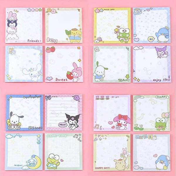 Planet Gates da yan meng 80 Sheets Sanrio Memo Pad Sticky Notes Cute Melody Pochacco Kuromi Stationery Label Notepad Planner Sticker Post School Supplies