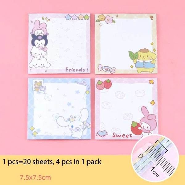 Planet Gates da yan meng 80 Sheets Sanrio Memo Pad Sticky Notes Cute Melody Pochacco Kuromi Stationery Label Notepad Planner Sticker Post School Supplies