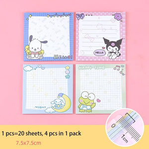 Planet Gates da yan meng 80 Sheets Sanrio Memo Pad Sticky Notes Cute Melody Pochacco Kuromi Stationery Label Notepad Planner Sticker Post School Supplies