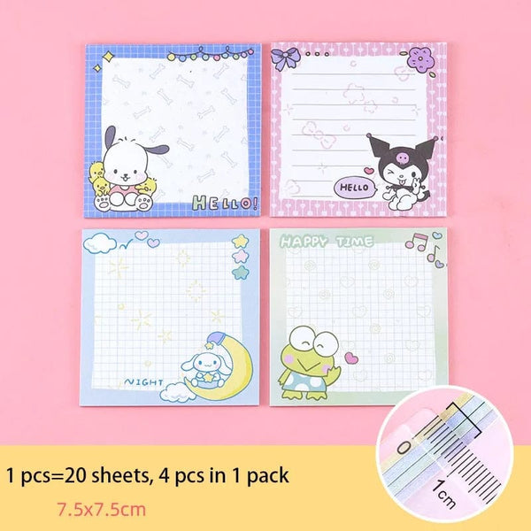 Planet Gates da yan meng 80 Sheets Sanrio Memo Pad Sticky Notes Cute Melody Pochacco Kuromi Stationery Label Notepad Planner Sticker Post School Supplies