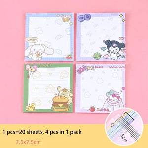 Planet Gates da yan meng 80 Sheets Sanrio Memo Pad Sticky Notes Cute Melody Pochacco Kuromi Stationery Label Notepad Planner Sticker Post School Supplies