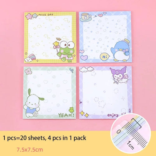 Planet Gates da yan meng 80 Sheets Sanrio Memo Pad Sticky Notes Cute Melody Pochacco Kuromi Stationery Label Notepad Planner Sticker Post School Supplies