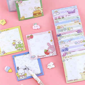 Planet Gates da yan meng 80 Sheets Sanrio Memo Pad Sticky Notes Cute Melody Pochacco Kuromi Stationery Label Notepad Planner Sticker Post School Supplies