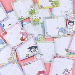 Planet Gates da yan meng 80 Sheets Sanrio Memo Pad Sticky Notes Cute Melody Pochacco Kuromi Stationery Label Notepad Planner Sticker Post School Supplies
