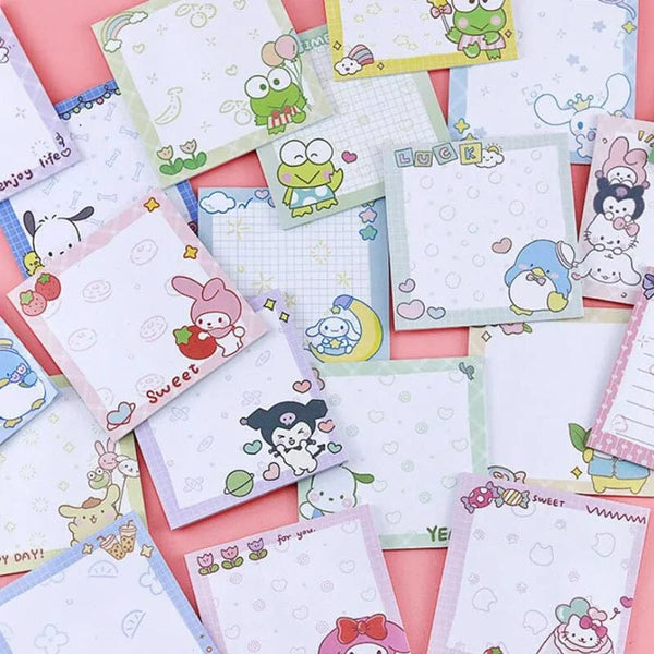 Planet Gates da yan meng 80 Sheets Sanrio Memo Pad Sticky Notes Cute Melody Pochacco Kuromi Stationery Label Notepad Planner Sticker Post School Supplies