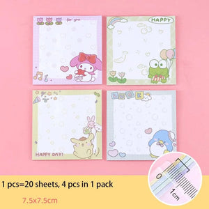Planet Gates da yan meng 80 Sheets Sanrio Memo Pad Sticky Notes Cute Melody Pochacco Kuromi Stationery Label Notepad Planner Sticker Post School Supplies