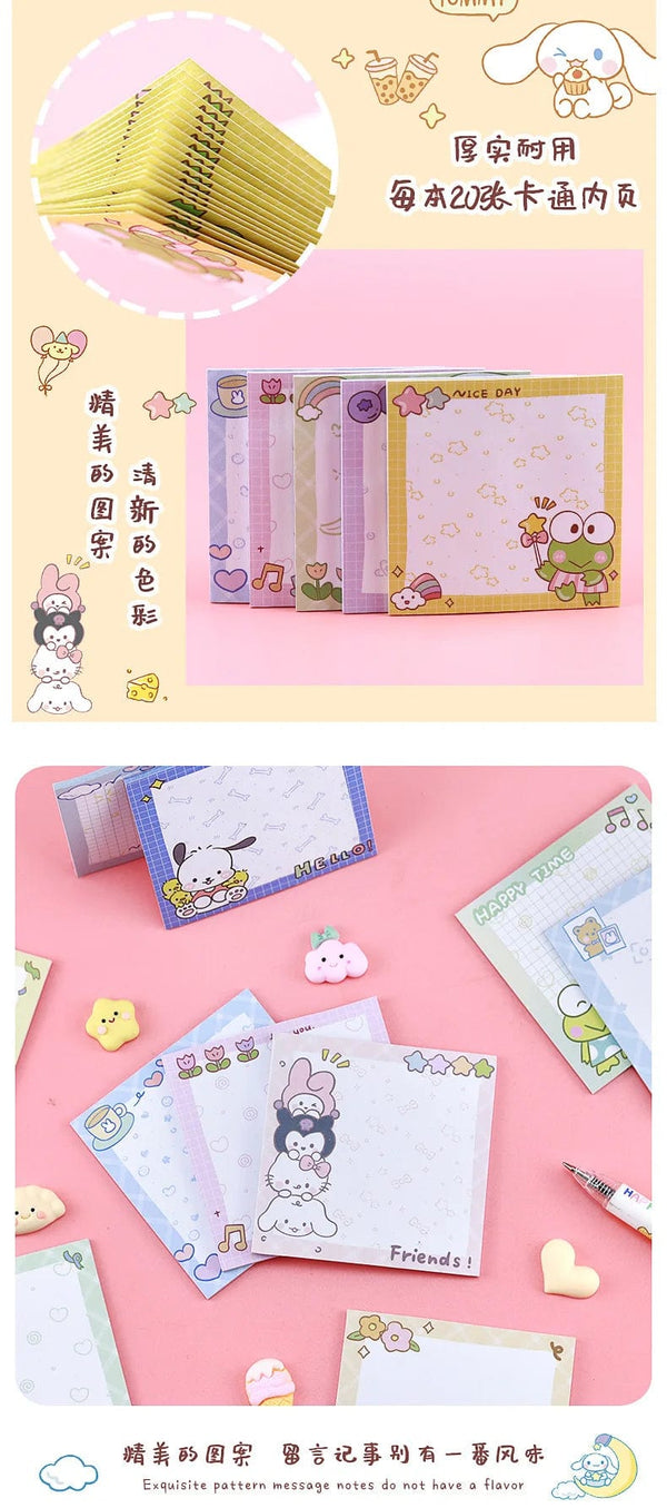 Planet Gates da yan meng 80 Sheets Sanrio Memo Pad Sticky Notes Cute Melody Pochacco Kuromi Stationery Label Notepad Planner Sticker Post School Supplies
