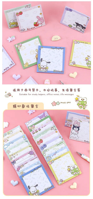 Planet Gates da yan meng 80 Sheets Sanrio Memo Pad Sticky Notes Cute Melody Pochacco Kuromi Stationery Label Notepad Planner Sticker Post School Supplies