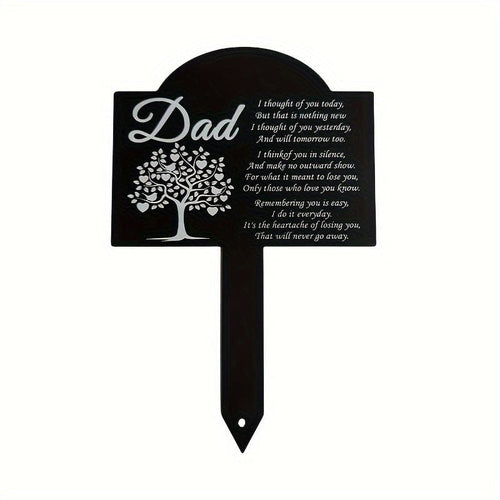 Planet Gates Dad 1pc Metal Memorial Grave Marker (13.72cm X 21.34cm), Rustic Sympathy Garden Stake, Waterproof Outdoor Cemetery Tribute, Iron Graveyard Decorative Sign For Home & Garden Lawn