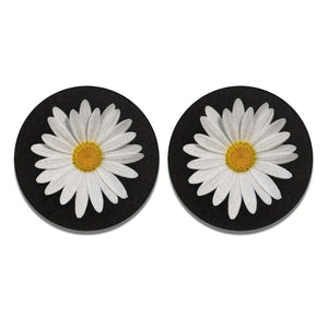 Planet Gates Daisy 2pcs Daisy Flower Absorbent Car Cup Holder Coaster Mats - Car Interior Accessories For Women, Water Cup Coasters For Car Vehicles & Home Desk