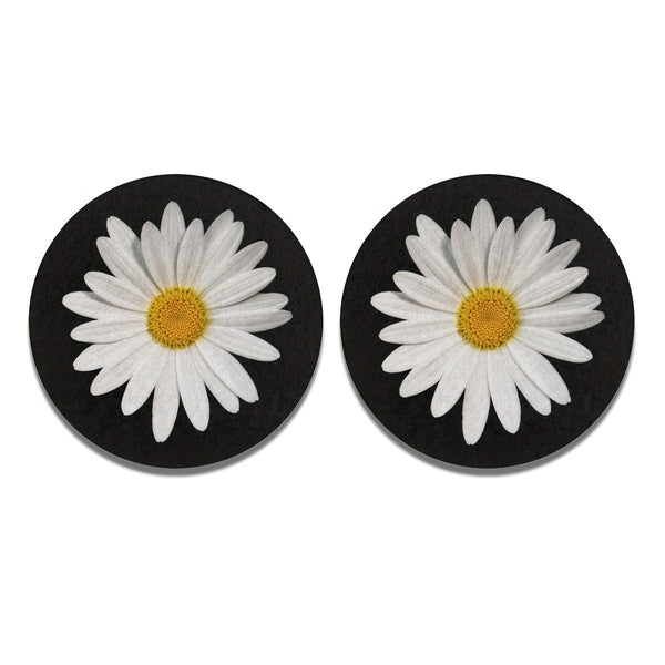 Planet Gates Daisy 2pcs Daisy Flower Absorbent Car Cup Holder Coaster Mats - Car Interior Accessories For Women, Water Cup Coasters For Car Vehicles & Home Desk
